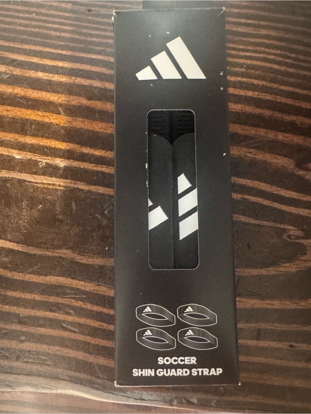 adidas Black Soccer Shin Guard Straps with White Logo